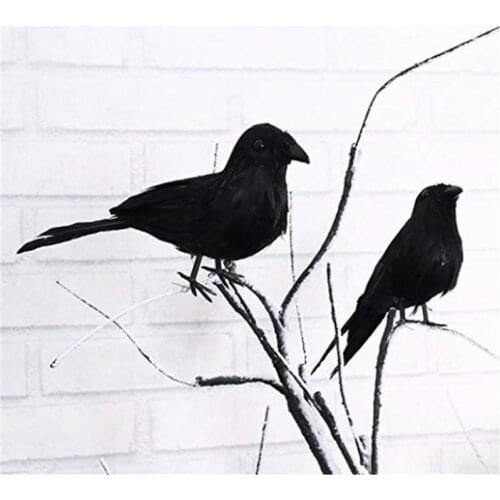 Halloween Simulation Black Crow Animal Model Bird Haunted House Halloween Party Decoration Props Scary party Decoration Supplies
