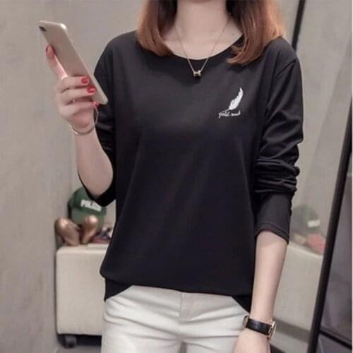 Korean Style Fashion Long Sleeve T Shirt Big Size Women Breathable Casual T-shirts Spring Loose Tees Tops Hipster Clothing M-4XL