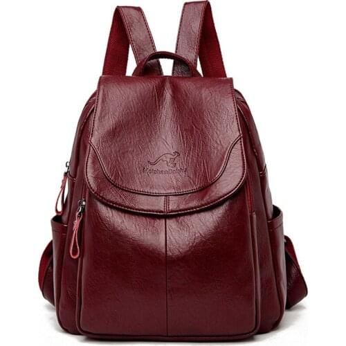 Leather Backpack Women Shoulder Bag Vintage Bagpack Travel Backpacks for School Teenagers Girls Back Pack Women Mochila Feminina