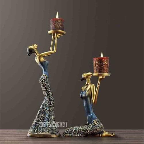 Creative European-style Retro Resin Candle Holder kd205 Wedding Ornament Romantic Candlelight Dinner Props Bedroom Decoration