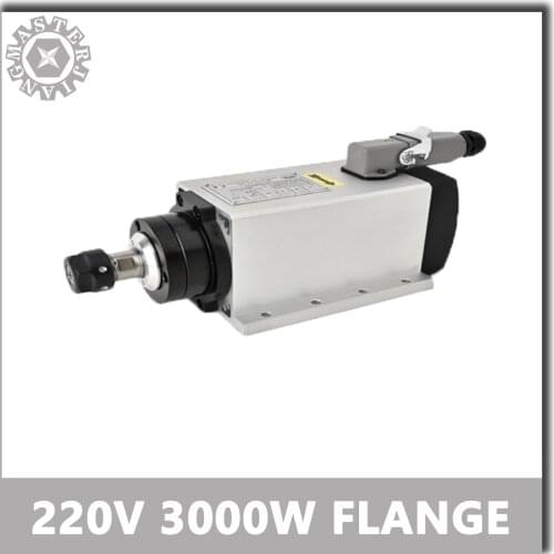 CNC Square Spindle Motor 3000W er20 Air Cooled Motor square cnc Spindle Motor with Flange CNC Square Spindle 220V 3KW ER20