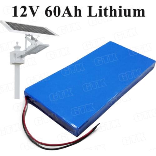 GTK 12v 60ah battery lithium li-ion battery pack with BMS for 12v motor rechargable solar street light battery