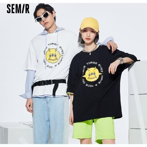SEMIR Couple T-Shirts Men Short Sleeve 2021 Summer New Loose Style Brand Cotton Short T Shirt For Man