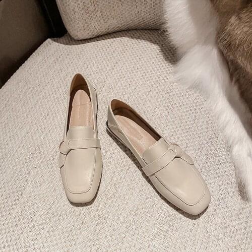 2021 Spring And Autumn New All-Match British Style One-Step Loafers Thick Heel Flat Shoes
