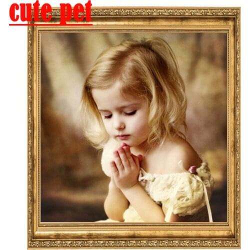 Wallpaper Diy Diamond Painting Praying little girl Diamond Embroidery Home Decor Picture Rhinestones Mosaic No Frame CrossStitch