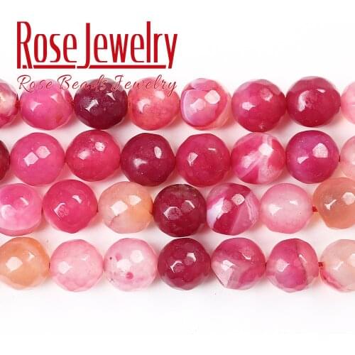 Wholesale 15" Natural Stone Faceted Magenta Agates Round Loose Beads 6 8 10 12MM Pick Size For Jewelry Making DIY Bracelet