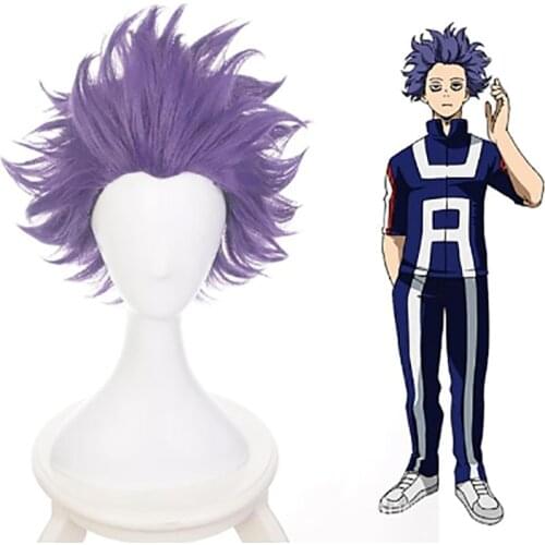HAIRJOY My Hero Academia Boko No Hero Shinso Hitoshi Purple Cosplay Wig Men Curly Layered Synthetic Hair Heat Resistant Fiber