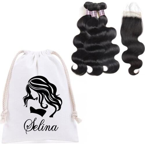 Personalized Name Hair Extension Wig Drawstring Bags Women Hair Bundles Canvas Bags Customized Hair Salon Wig Packing Bags