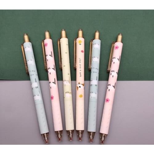 2X Lovely Quick-Drying Press Gel Pen Cats Family Student Black Signature Pen 0.5mm