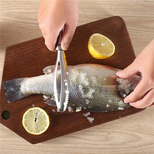 Stainless Steel Fish Scales Scraping Graters Fast Remove Fish Cleaning Peeler Scraper Fish Bone Tweezers Kitchen Tool