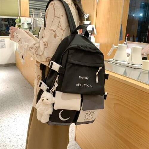 Contrast Color Kawaii Women Backpack Cute Students school bags for teenage girls 2021 Fashion Travel Bag Pack Rucksack Bookbags