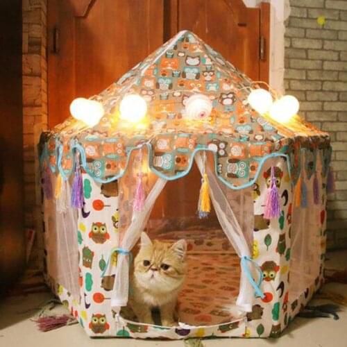 Hexagon Pet Tent Teepee Dog House Pet Bed Dogs Kennel Cat Nest Large And Medium Cat Bed Cage Dog Cages Kennels