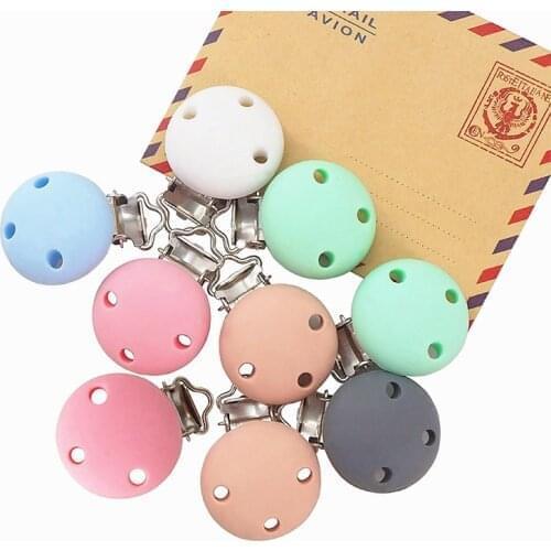 Chenkai 10PCS Silicone 30MM Diameter Round Clip DIY Baby Pacifier Dummy Nursing Soother Teething Sensory Toys Accessories Gift