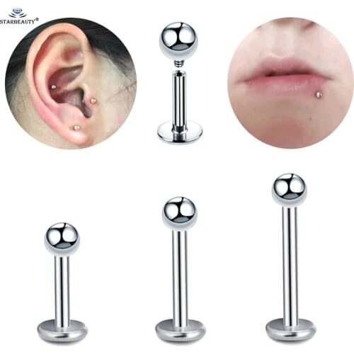 Starbeauty 2pcs 1.2x6/8/10mm Bar 2.5mm Ball Nose Ring Stud Nostril Piercing Oreja Tragus Piercing Labret Lip Ring Daith Earring