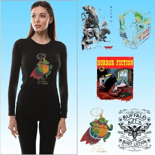 Horror Pictures Heat-sensitive patches Thermal transfer printing Heat Transfer PVC Patch Vinyl Sticker For Clothes DIY Appliques