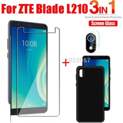 3-in-1 Case Glass For ZTE Blade L210 Screen Protector Glass Full Protection on For ZTE Blade L210 Camera Lens Glass