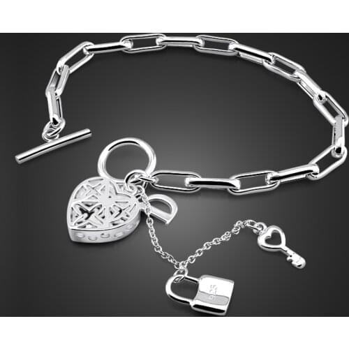 3 styles 100% 925 Sterling silver Heart Bag Cross Bracelet Fashion Woman Silver Hand Catenary Elegance Lady Fine Jewelry gift