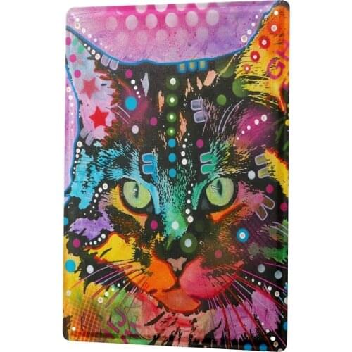 SINCE 2004 Tin Sign Metal Plate Decorative Sign Home Decor Plaques Cat Colorful cat