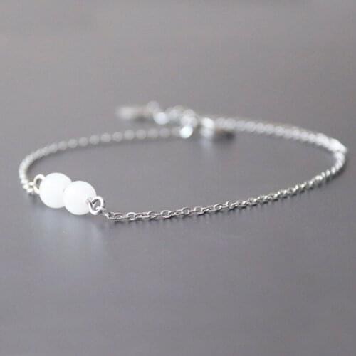 1 Pc DIY White Stone Stainless Steel Bracelet Charm Beads Bracelets For Cute Women Girls Kids Fashion Jewelry Lucky Gift