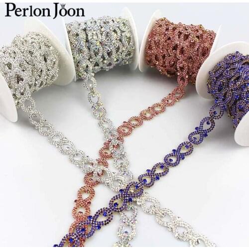 1yard 8 shap crystal Bow array decoration rhinestones trim Ribbon metal chain for dress,bag,shoes accessories ML046