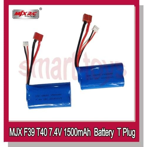 18650 Lipo Battery T Plug 7.4V 1500Mah 15C for MJX T40 T40C F39 F49 T39 HQ948 HQ957 HQ848 Syma 822 RC Helicopter Boat