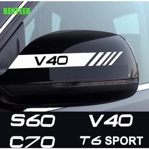 2Pcs Car Rearview Mirror Sticker For Volvo S60 S80 S40 XC90 V40 V50 V60 V70 S90 V90 XC60 XC40 XC70 AWD T6 C30 C70