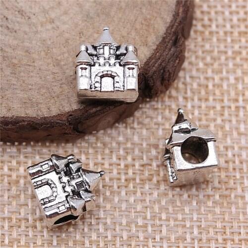 29pcs 12x11x7mm antique silver House castle big beads charms diy retro jewelry fit Earring keychain hair card pendant