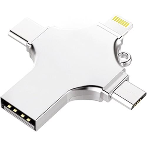 4 in 1 Type-C OTG USB Flash Drive 16GB 32GB Pendrive 64GB USB Stick 128GB 256GB Memory Stick For iPhone Android PC 512GB