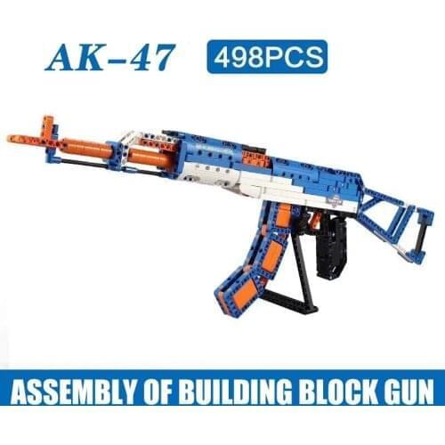 498Pcs Military Revolver Pistol AK47 Gun Building Blocks City Technical Gun Rifle Shooting Toys Foam Bullet Bricks Children Gift