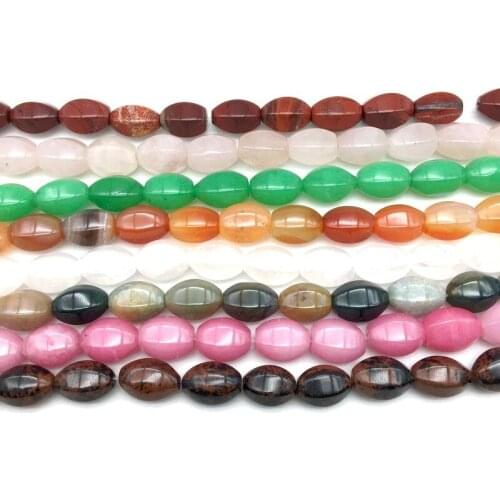 Beadztalk 14 Colors Fashion Stone Beads 6 Faces Oval Egg Shape Bead 10x14 mm Howlite Carnelian Jades etc