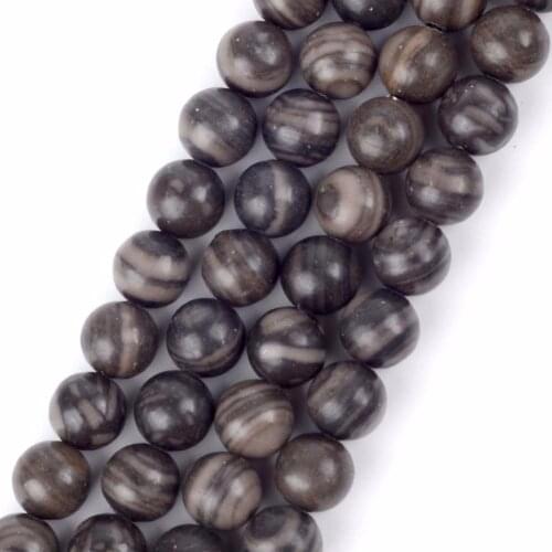 Wholesale Natural Stone Beads 6 8 10 12mm Black Wood Jaspers Round Beads for Jewelry Making 15inch Spacer Beads Accessories