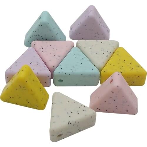 Chenkai 20PCS BPA Free Silicone Triangle Teether Beads Pendant DIY Baby Shower Chewing Pacifier Dummy Toy Accessories
