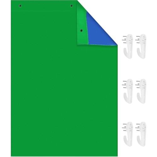 Andoer 2 * 3 Meters Feet Bi-Color green Backdrop Washable Photo Background Screen Polyester Cotton Material Hanging Loops Design