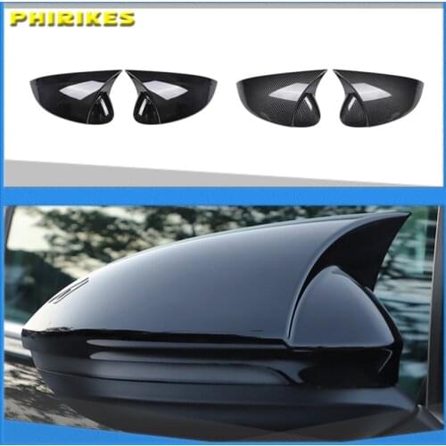 Car Rearview Mirror Cover Cap Carbon Fiber Black For VW GOLF 8 MK8 2020 2021 Support Lane Change Side Assist Blind Spot Assist