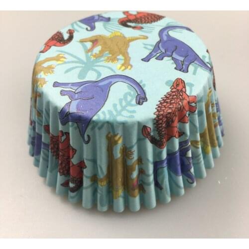 100x Dinosaur birthday cupcake liners baking cup muffin cases cup cake wrapper mold baby shower cake decoration for girls boys
