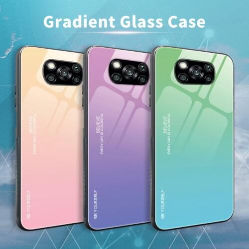Gradient Glass Case for POCO X3 NFC POCO X3 Case Tempered Glossy Back Cover For POCO F2 Pro PocoPhone X3 X2 Fundas