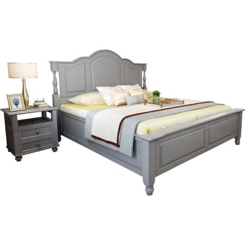 Solid wood bed 1.8 m American bed grey master bedroom furniture modern minimalist bedroom pure solid wood ins net red double bed