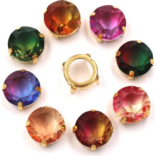 New arrival 6mm 8mm 10mm Glass Crystal Rhinestones Round Shape Strass Glod Claw Setting Sew On Dress/Clothing/Dispatch/Appliqued