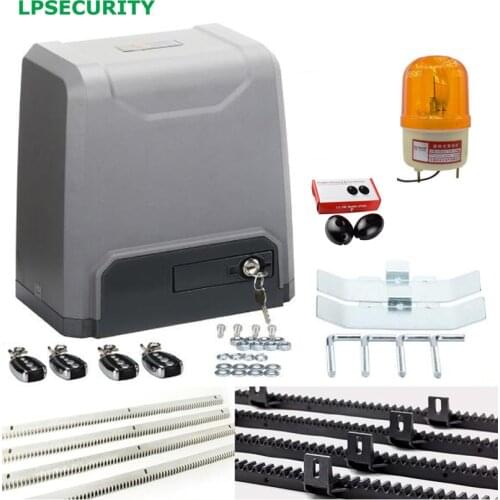 LPSECURITY HEAVY DUTY GATE MOTOR 1500KG Automatic sliding Gate Opener Operator with 3m 4m 5m 6m rack 4 keyfobs 1 sensor 1 lamp