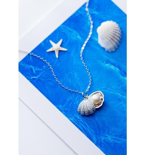 MloveAcc 100% 925 Sterling Silver Pearl Shell Necklaces & Pendants for Women Lady Fashion Jewelry