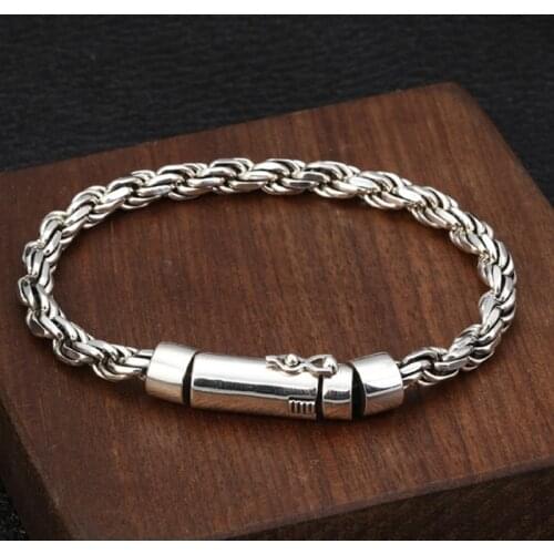 Mens Solid 925 Sterling Silver Bracelet bangle Chain Jewelry A3223