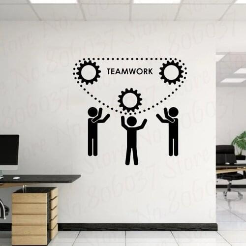Inspiration Wall Decals For Office Teamwork Gears Vinyl Wall Decal Success Office Space Words Decor Stickers Mural WL826