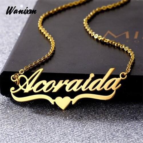 Custom Necklaces Heart Gold Stainless Steel Jewelry Nameplate Personalized Name Choker Necklace for Women Girl Mothers Day Gift