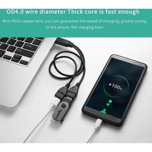 Usb 2.0 A Male To 2 Female Dual USB Female Jack Y Splitter Hub Power Cord Adapter Cable Connector Converter