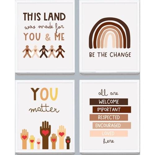Nordic Style Equality You Matter Quote Hands Poster Inclusive Classroom Canvas Picture For Room Kindness Decorative Painting