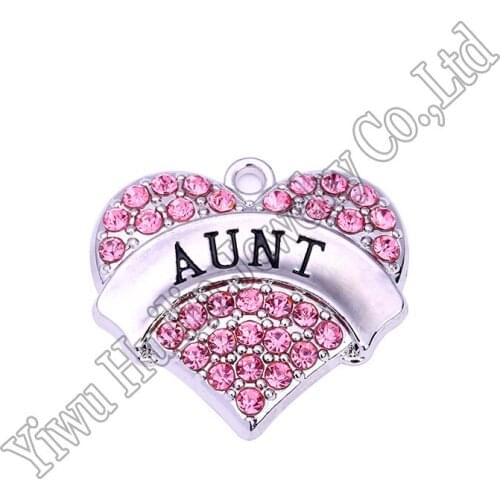 Pendant Rhinestone Military Heart AUNT charm United States
