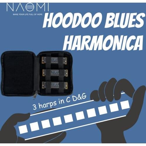 Portable 10-Hole Diatonic Blues Harmonica 3 Tone Harmonica Keys of C D G for Beginners Player Adults Professional