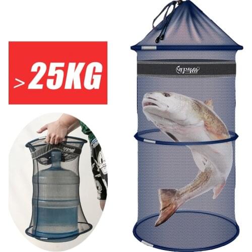 Portable Fishing Bucket Quick Dry Small Mesh Storage Bag Beach Combing Crab Lobster Anti-jump Net Pocket Fish Shrimp Basket
