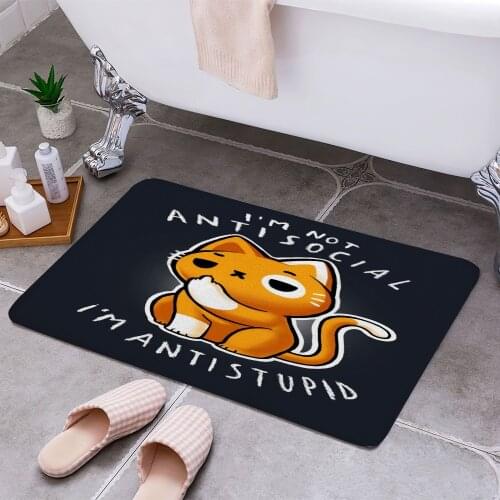Antisocial cute Cat 3D Print Doormats Rectangle Non-Slip DoorMat Bedroom Kitchen Entrance Print Door rugs Dropshipping