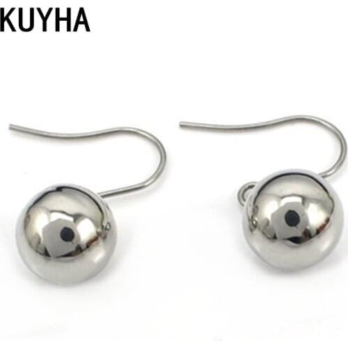 Round Design Fashion 316L Stainless Steel Silver Color 5MM Diameter Ball Bead Earrings For Women Jewelry